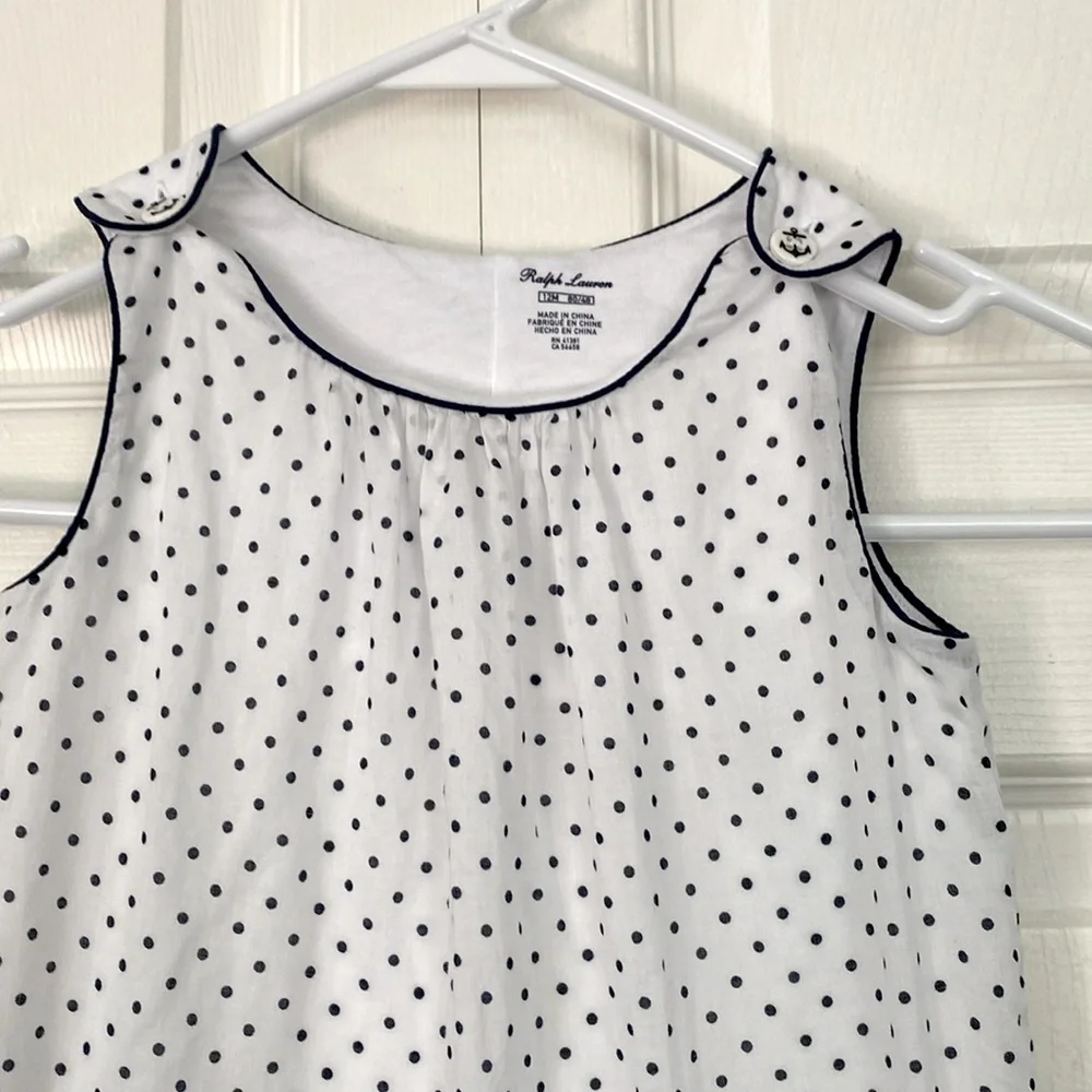Ralph Lauren Baby Girls' Polka Dot Cotton One Piece Coverall size 12 months